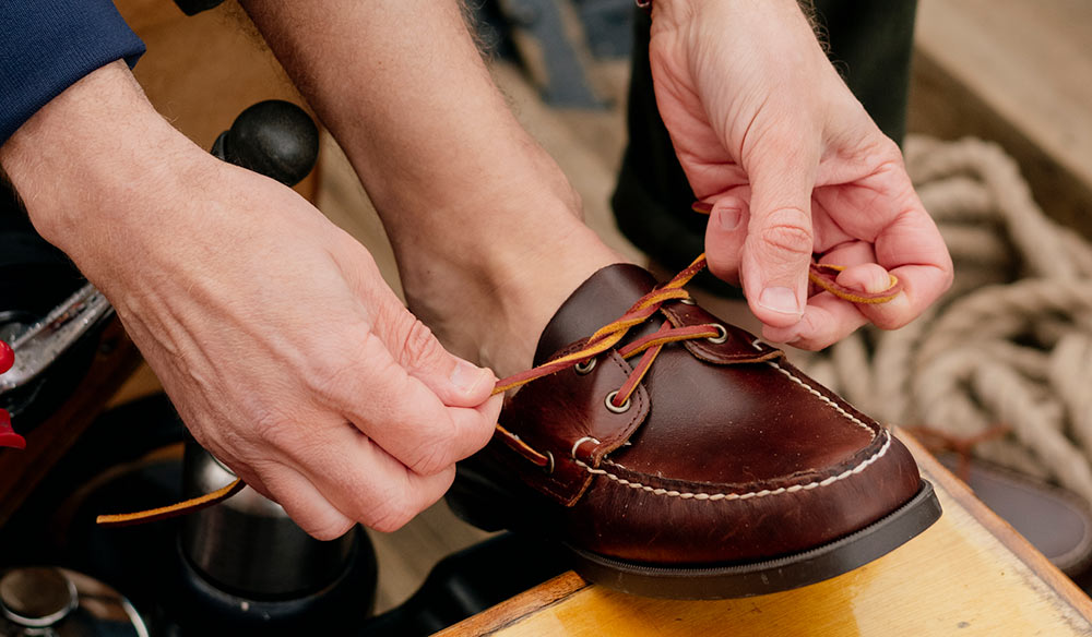 close-up of Sebago shoes