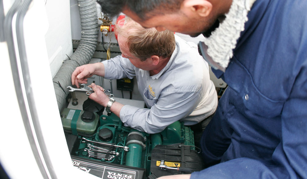 wide shot of engine check